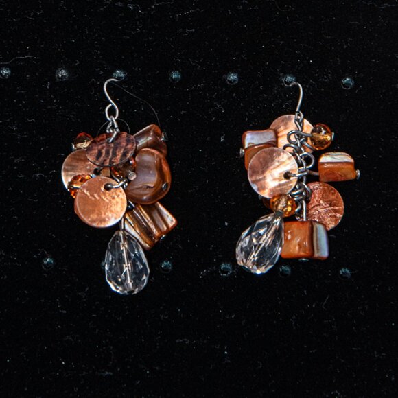Carnelian and Glass Cluster Earrings - Picture 1 of 2
